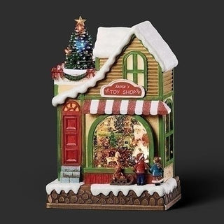 11-Inch Lighted Musical Santa Toyshop Swirl