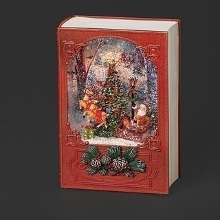 7.5-Inch Lighted Swirl Book With Santa Scene