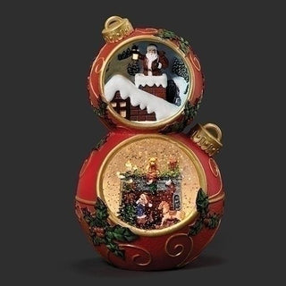 12.5-Inch Lighted Musical Stacked Ornaments With Santa Swirl