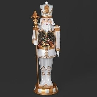 19-Inch Lighted Swirl Nutcracker White And Gold - Rotating Scene