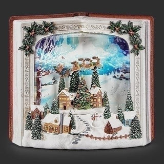 6.75-Inch Lighted Swirl Book Of Christmas With Santa Scene