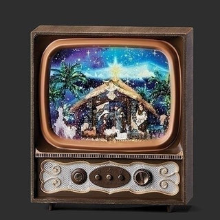 10-Inch Lighted Musical Swirl Tv With Nativity Scene