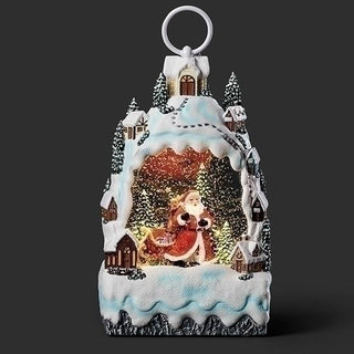 10-Inch Lighted Swirl Snowy Town Wtih Santa Scene