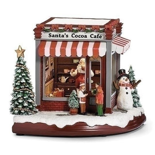 7.5-Inch Led, Musical Santas Cafe Rotate- Santa Cocoa Cafe