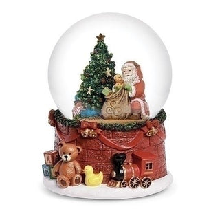 5.75-Inch Musical Santa & Gifts Dome Brick Base- 100Mm