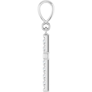 14K White 1/5 CTW Lab-Grown Diamond French-Set Cross Pendant