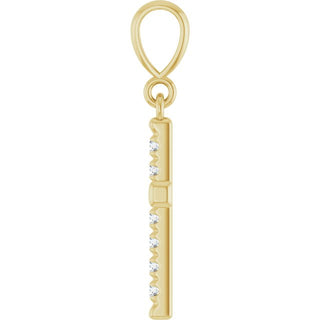 14K Yellow 1/5 CTW Lab-Grown Diamond French-Set Cross Pendant