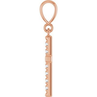 14K Rose 1/5 CTW Natural Diamond French-Set Cross Pendant
