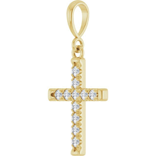 14K Yellow 1/5 CTW Lab-Grown Diamond French-Set Cross Pendant