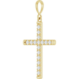 14K Yellow 3/8 CTW Natural Diamond French-Set Cross Pendant