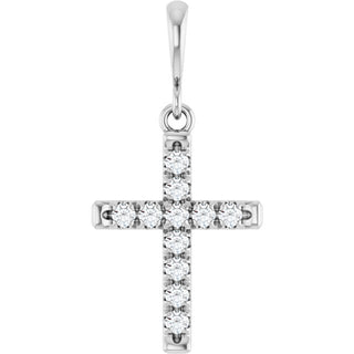 Platinum 1/5 CTW Lab-Grown Diamond French-Set Cross Pendant