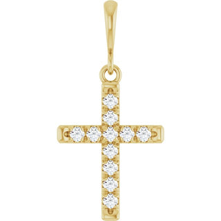 14K Yellow 1/5 CTW Natural Diamond French-Set Cross Pendant