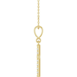 14K Yellow 1/5 CTW Lab-Grown Diamond French-Set Cross 16-18" Necklace