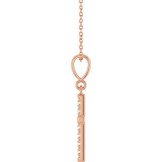 14K Rose 1/5 CTW Lab-Grown Diamond French-Set Cross 16-18" Necklace