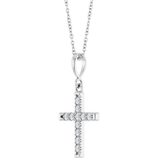 Platinum 1/5 CTW Natural Diamond French-Set Cross 16-18" Necklace