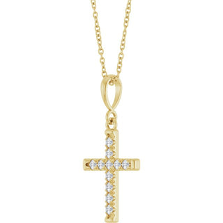 14K Yellow 1/5 CTW Natural Diamond French-Set Cross 16-18" Necklace