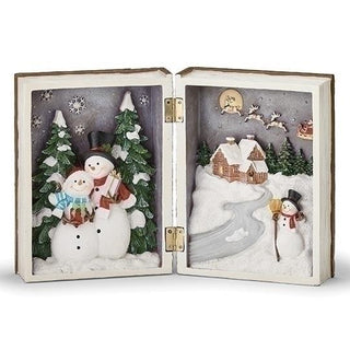 8.25-Inch Snowman Scene Book Figure