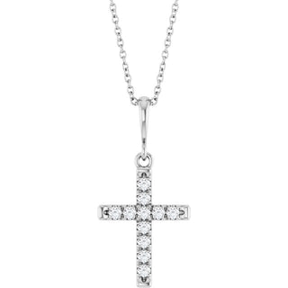 Sterling Silver 1/5 CTW Natural Diamond French-Set Cross 16-18" Necklace