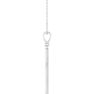 Sterling Silver 3/8 CTW Natural Diamond French-Set Cross 16-18" Necklace