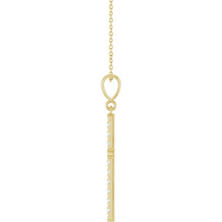 14K Yellow 3/8 CTW Natural Diamond French-Set Cross 16-18" Necklace