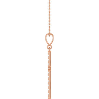 14K Rose 3/8 CTW Natural Diamond French-Set Cross 16-18" Necklace