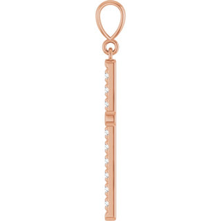 14K Rose 3/8 CTW Natural Diamond French-Set Cross Pendant