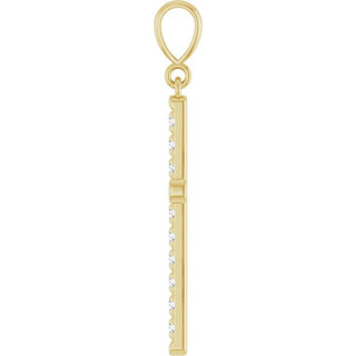14K Yellow 3/8 CTW Lab-Grown Diamond French-Set Cross Pendant