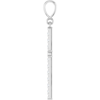 14K White 3/8 CTW Lab-Grown Diamond French-Set Cross Pendant