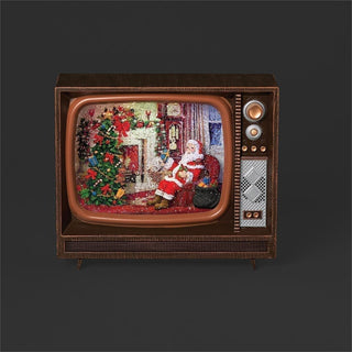 8.25-Inch Lighted Musical Swirl Santa Tv Vintage