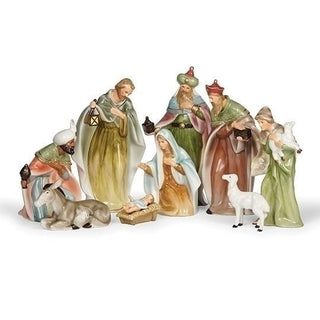 8.25-Inch Nativity 9-Piece Set Water Color Look