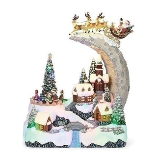 11.7-Inch Led,Musical Santa Over Moon Rotate Kids In Town