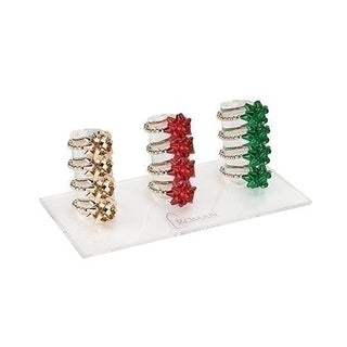 36-Piece Set Christmas Bow Rings With Display - Stretch