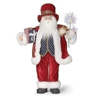 22-Inch Santa Patriotic Figure Holding Sparkler