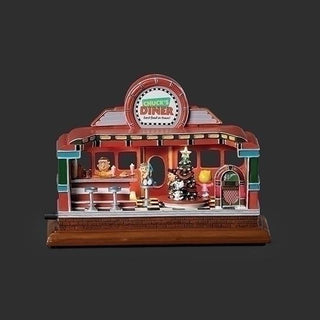 8-Inch Lighted Musical Rotating Diner Peanuts Friends