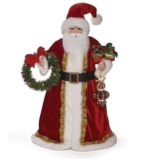 24-Inch Santa Figure With Wreath And Red And Green Ornament