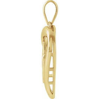14K Yellow Gold-Plated Sterling Silver Cross & Heart Pendant