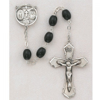 Sterling Silver 6X8MM Black Wood Rosary