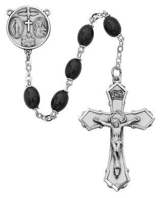Sterling Silver 6X8MM Black Wood Rosary