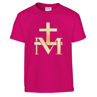 Gold Marian Cross Monogram Kids T-Shirt