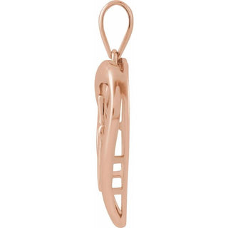 14K Rose Cross & Heart Pendant