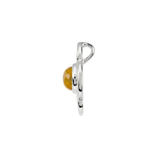 14K White Natural Citrine Maltese Cross Pendant 