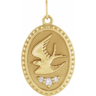 14K Yellow .04 CTW Natural Diamond Holy Spirit Dove Pendant