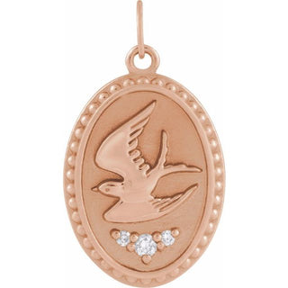 14K Rose .04 CTW Natural Diamond Holy Spirit Dove Pendant
