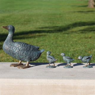 11-Inch 4-Piece Set Duck With Ducklings Statue 11.25-Inch