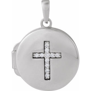 14K White 1/10 CTW Lab-Grown Diamond Locket Pendant