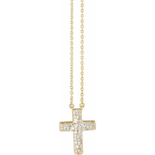 14K Yellow 3/8 CTW Natural Diamond Cross 18" Necklace