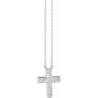 14K White 3/8 CTW Lab-Grown Diamond Cross 18" Necklace