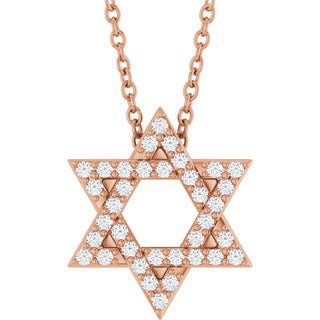 14K Rose 1/6 CTW Natural Diamond Star of David 16-18" Necklace