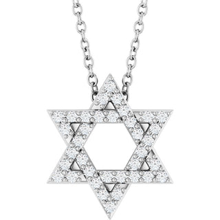 Platinum 1/6 CTW Natural Diamond Star of David 16-18" Necklace