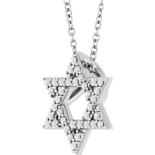 Platinum 1/6 CTW Natural Diamond Star of David 16-18" Necklace